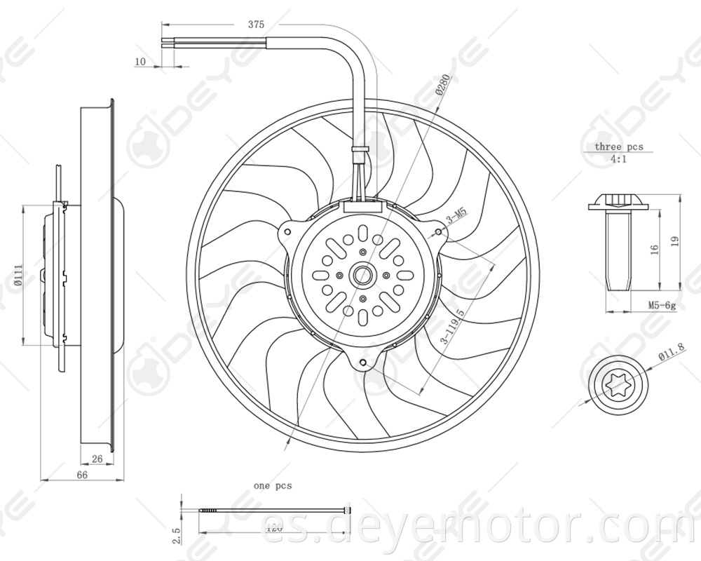 Motor vendedor caliente 12v del ventilador de refrigeración del radiador 4F0959455A para A6 A6L